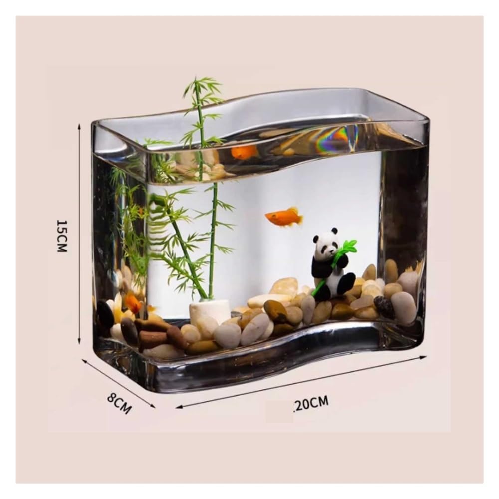 Aquarium S-förmiges, transparentes Glas-Goldfisch-Aquarium, tropisches Fisch-Mini-Aquarium for den Schreibtisch, Wohnzimmer-Aquarium