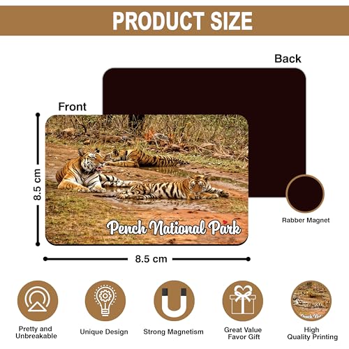 Image of Elegant Fridge Magnet with Themes |Rectangular Size Refrigerator Magnet with Magnetic Rubber Back | Pack of 1, 8.6cm X 5.4cm (Pench National Park)