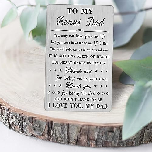 Stepdad Birthday Card - Step Dad Gifts from Daughter - Thank You for Loving Me As Your Own - Bouns Dad Birthday Wallet Card Gifts3