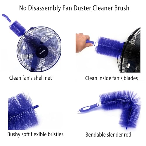 Image of Fan Duster Cleaner Brush (Non-Disassembly Clean), Bendable Cleaning Brush for Tower /Floor /Oscillating Fans /Blind Shutter /Vent /Curtain, Multifunctional Cleaning Brush (Blue)