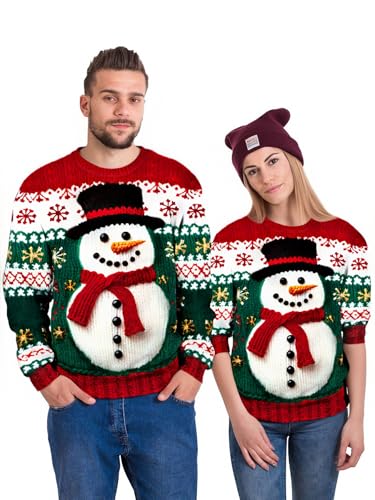 Gtetkde Unisex Ugly Christmas Sweatshirts 3D Printed Funny Graphic Long Sleeve T-Shirt Crewneck Sweatshirts (Snowman,Stripe) M 4 Gtetkde Unisex Ugly Christmas Sweatshirts 3D Printed Funny Graphic Long Sleeve T-Shirt Crewneck Sweatshirts (Snowman