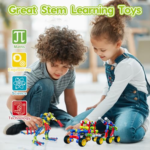 Kids STEM Building Toys for 3 4 5 6 7 8+ Year Old Boy Girl Birthday Gift, 186 Pcs Preschool Classroom Learning Activities Fine Motor Skills Building Blocks Ages 4-8 6-8 8-12 Engineering Creative Game - Image 5