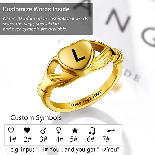 Image of Memorial Keepsake Urn Rings for Ashes Hair for Women Men, Claddagh Heart Ring, Rose Ring, Cremation Jewelry, Black /18K Gold Plated Stainless Steel, Size 6-11, Come with Box