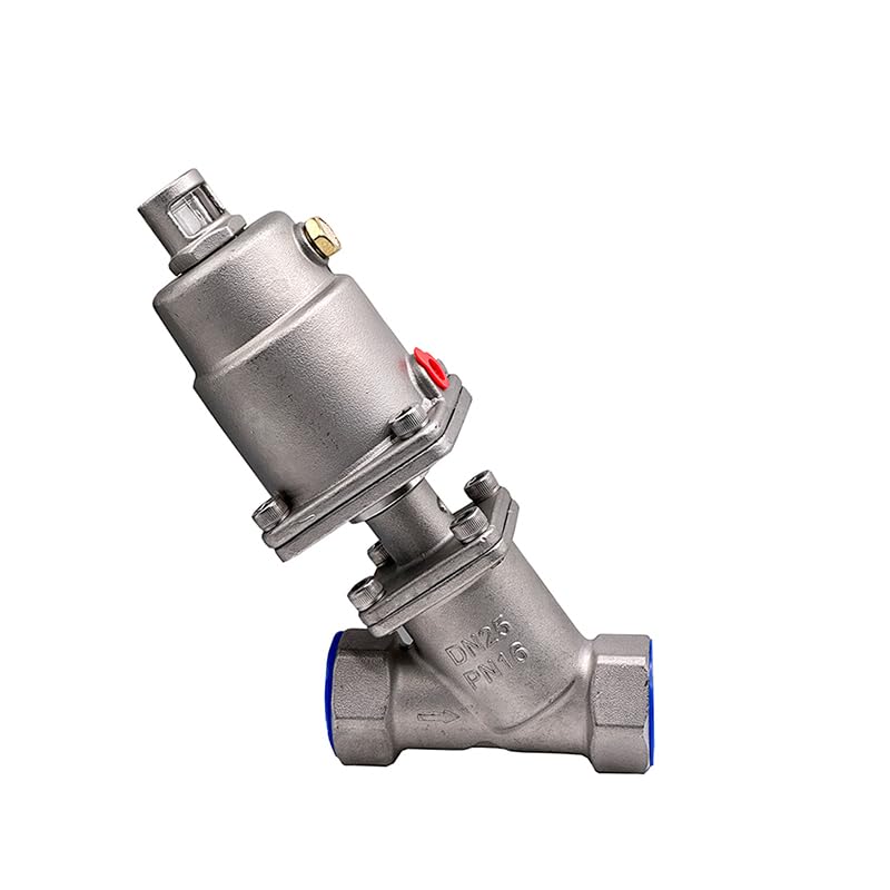 Valvola a sede inclinata con attuatore pneumatico in acciaio inossidabile da 1/2" 3/4" 1" 2" Valvola a sede pneumatica 16 bar for vapore, gasolio, normalmente chiusa