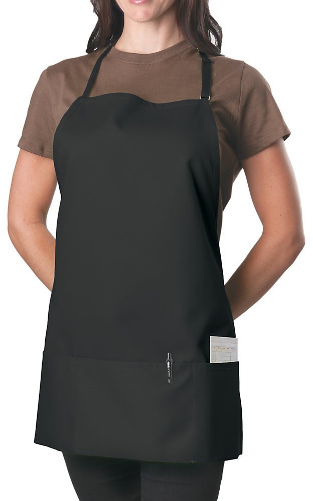 KNG Black 3 Pocket Adjustable Bib Apron for Men and Women