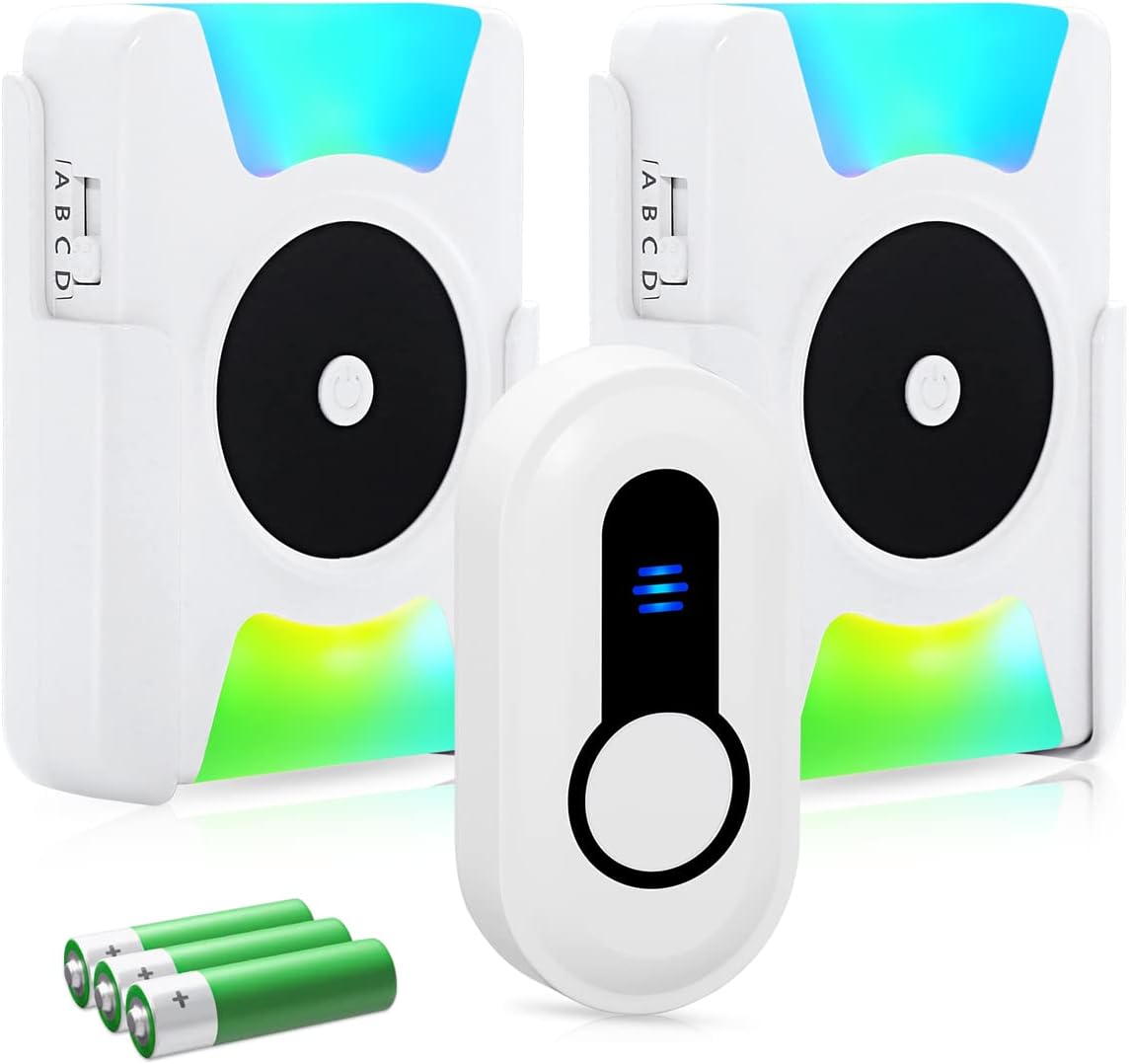 DAYTECH Wireless Doorbell Door Chimes Battery Operated Vibrating LED