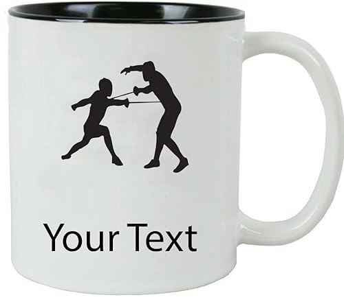 Miniatura 1 de Esgrimistas personalizados, esgrima taza de café de cerámica blanca de 11 onzas con caja de regalo blanca