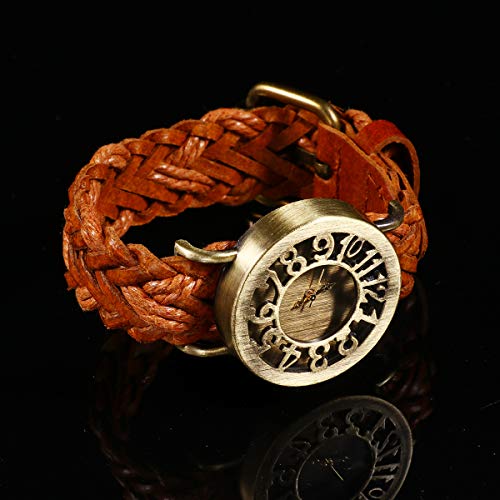 Relógio de pulso estilo retro com pulseira trançada de plutônio decoração de relógio de pulso de qua