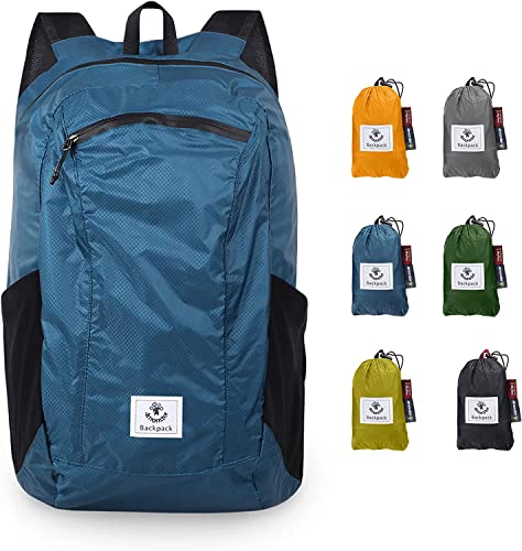 4Monster Faltbarer Rucksack Ultra Leicht, Unisex Tagesrucksack Outdoor, Wasserdichter Wanderrucksack für Camping Wandern Reisen Sport Klettern Radfahren (Blau, 16L)