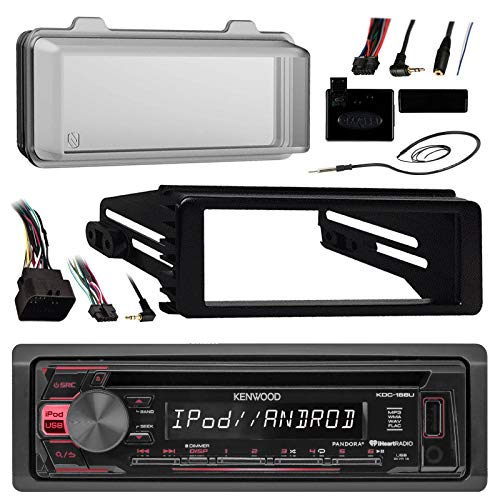 96-2013 Harley Touring Stereo Radio Install Adapter Dash kit Flht Flhx Flhtc Kenwood USB AUX Stereo Radio w/ Thumb control Interface Included Radio mounting kit, Installation instructions included, HDWS1B Radio Cover for Harley-Davidson Stereo