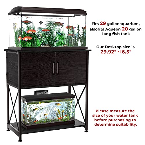 Herture 20-29 Gallon Aquarium Stand Metal Frame Fish Tank Stand with Cabinet Storage, for 20 Gallon Long Aquarium,29.9" L*16.5" W Tabletop,330LBS Capacity Black PG01YGB - Image 4