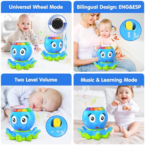 MOONTOY Musical Octopus Baby Toys 6 to 12 Months, Crawling Walking Infant Development Sensory toys 9-12-18 months, Bilingual Learning Educational Toddler Toys Age 1-2, Birthday Gift for 1+ Yr Boy Girl - Image 5
