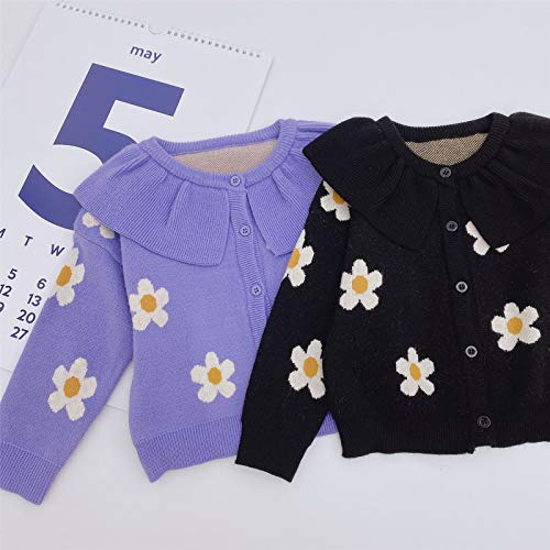 Autumn Winter Baby Girls Cute Daisy Knitted Sweaters Warm Long Sleeve Jacquard Weave Cardigan2