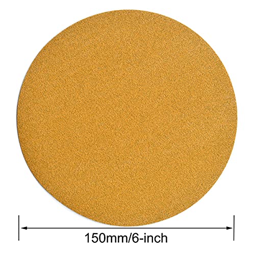 Image of 6-Inch No-Hole Hook and Loop Sanding Discs 120-Grit, Random Orbital Sandpaper for Automotive and Woodworking, 100-Pack
