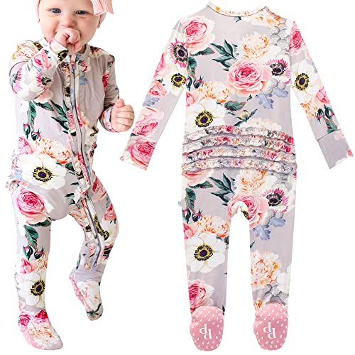 Image of Posh Peanut Baby Girl Sleepers - Viscose from Bamboo Baby Pajamas & 2 Way Zipper Sleepers - Ruffled Baby Clothes for Girls