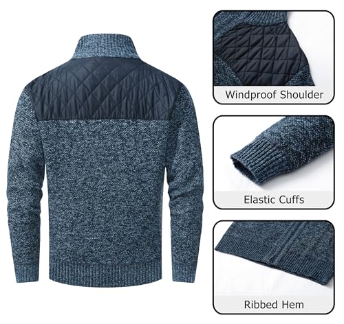 Image of Vcansion Men's Classic Cardigan Sweaters Stand Collar Slim Fit Casual Knitted Sweater