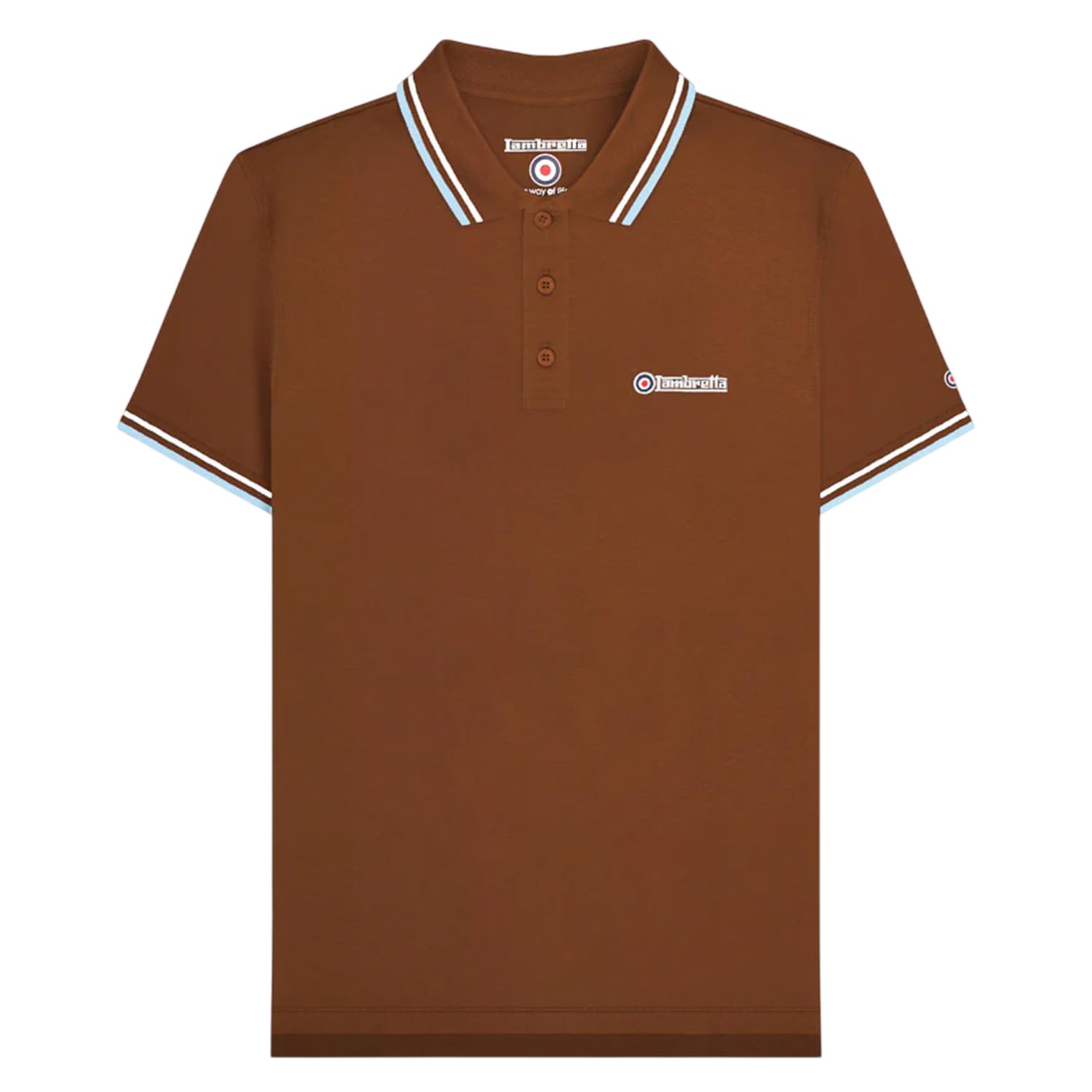 Lambretta Mens Short Sleeve Polo Shirt (UK, Alpha, XXL, Regular, Regular, Brown)