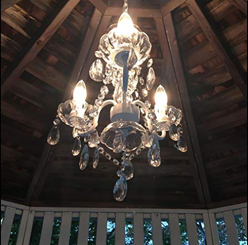 gypsy color The Original Plug-in 3 Light Crystal White Hanging Swag Chandelier H17”xW12”, White Metal Frame with Clear Glass Stem and Clear Acrylic Crystals & Beads That Sparkle Just Like Glass - Image 5