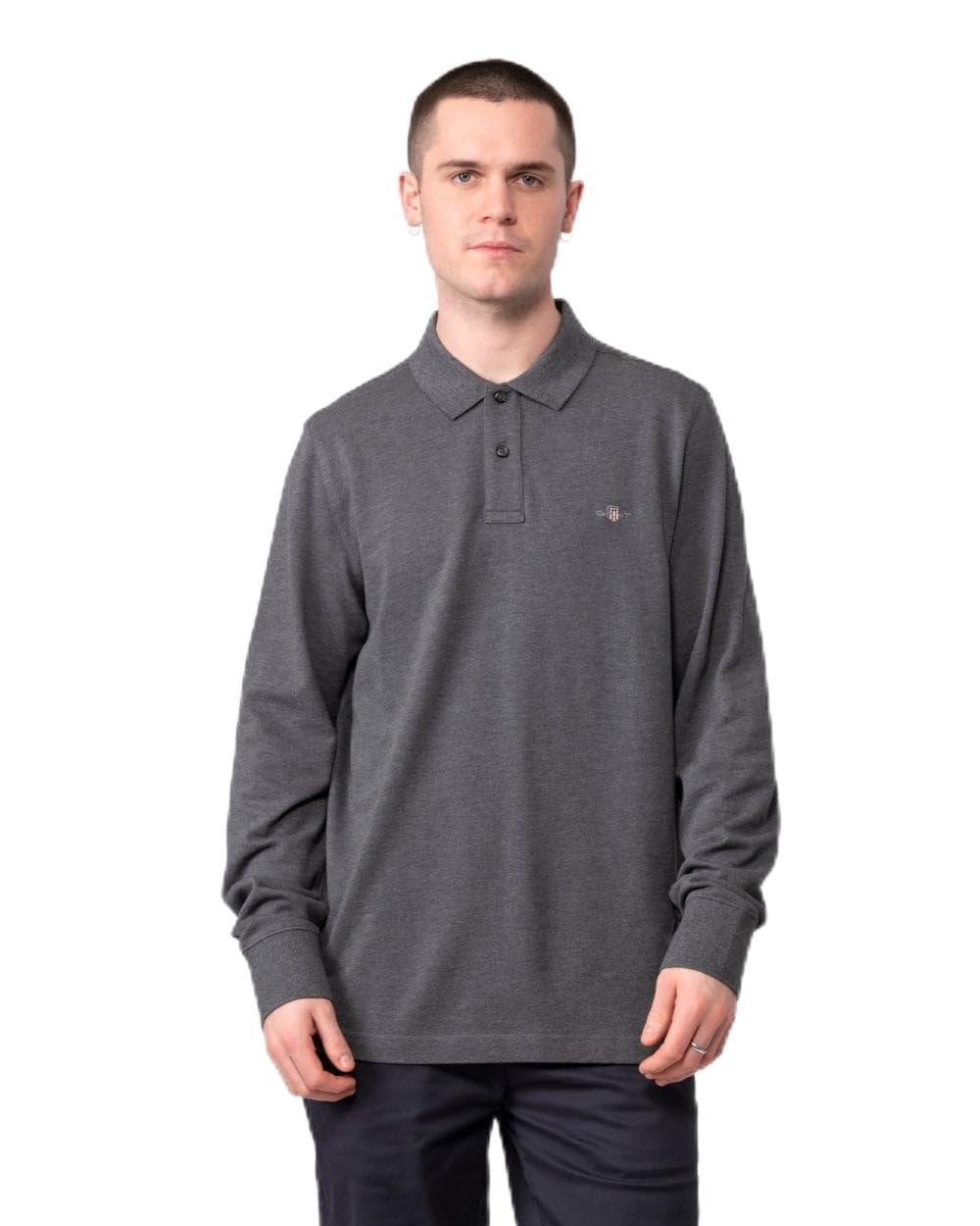 GANT Mens Regular Fit Long Sleeve Shield Logo Pique Rugger Colour: 95