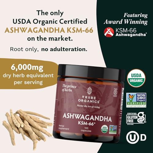 TRIBE ORGANICS Ashwagandha KSM 66 Pure Organic Root Powder Extract Ayurvedic Supplement - Focus, Mood Support, Increase Energy, Strength, 600mg of Natural KSM66 for Superior Absorption - 120 Capsules - Image 4