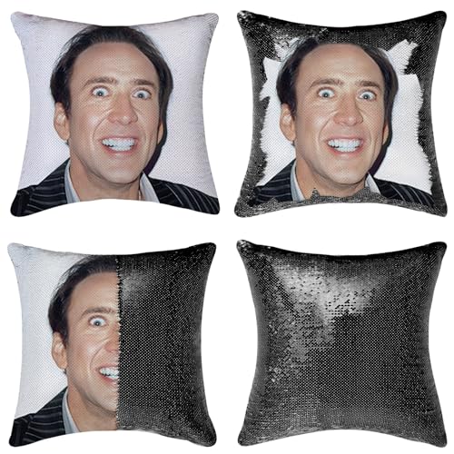 Kiuree Nicolas Cage Pillow Covers Sequin Pillow Cases...