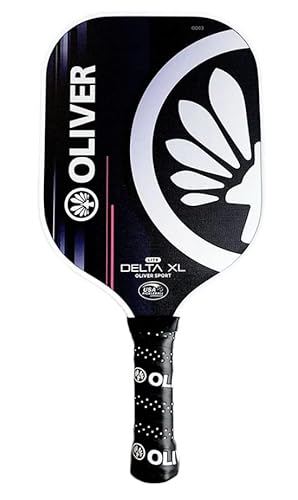 Raqueta Pala Pickleball Delta XL Negra y Blanca Oliver 225 Gramos Panel de Abeja y núcleo 16 mm certificadas por USA Pickleball Cover