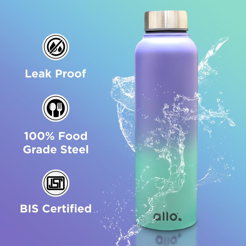 Image of Allo Stainless Steel Water Bottle For Adults, Kids 950ml Water Bottles For School, Office, Sports, Gym 950ml Water Bottle For Men And Women, Pack Of 2| Leak Proof, Bpa Free, Lavender & Blue Baby