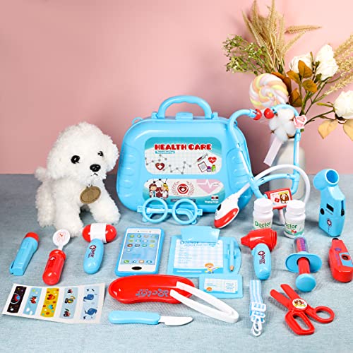 Image of Meland Doctor Kit with Puppy for Kids, Pretend Play Toy Gift for Ages 3-6 | A gift for toddler kids birthday Christmas, Encourages caring role play, builds confidence, stays neatly organized