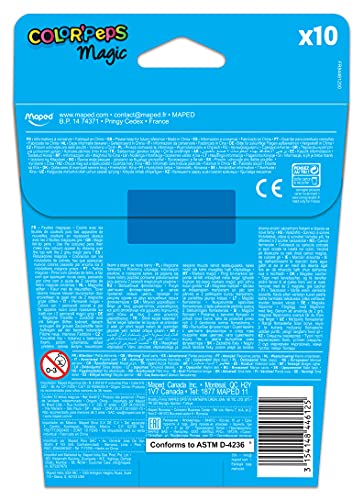 Maped - Filzstifte, Fasermaler COLOR’PEPS MAGIC - abgeschrägte, weiche Spitze - x10 Stifte + 2 magische Filzstifte