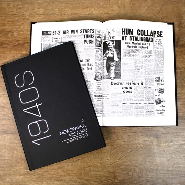 Historic NewspapersPersonalised News of the Decade Hardback Book - Biggest News Stories From Your Era - Nostalgia Keepsake Gift - Name Embossed (40's)