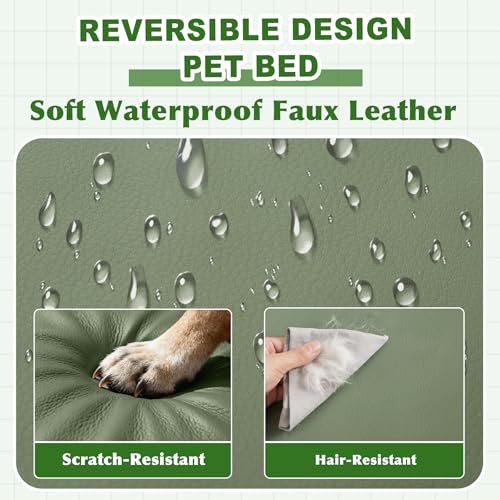 Image of XL Dog Bed Waterproof Washable, Wipeable Leather Large Crate Pad 42 inch Green