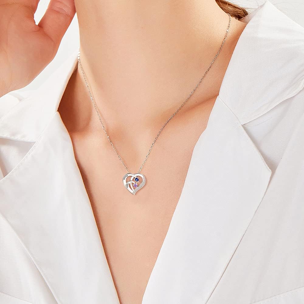 personalized christmas necklace showing birthstone and name detail