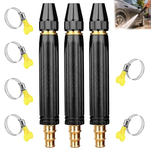Heavy Duty Adjustable Twist Hose Nozzle Jet Sweeper Nozzle, High Pressure Hose Nozzle Heavy Duty, Adjustable Nozzles Jet Sweeper, High Pressure Car Wash Water Gun (B 3Sets)