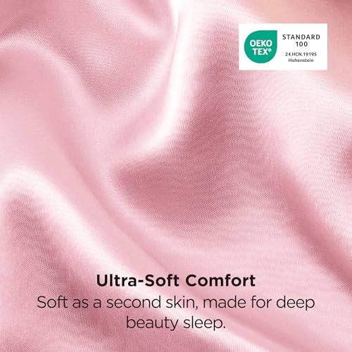 Image of Bedsure King Size Satin Pillowcase Set of 2 - Pink Silky Pillow Cases for Hair and Skin with Envelope Closure, Similar to Silk Pillow Cases, Valentine Gifts for Women Girls, 20x36 Inches, 2pcs