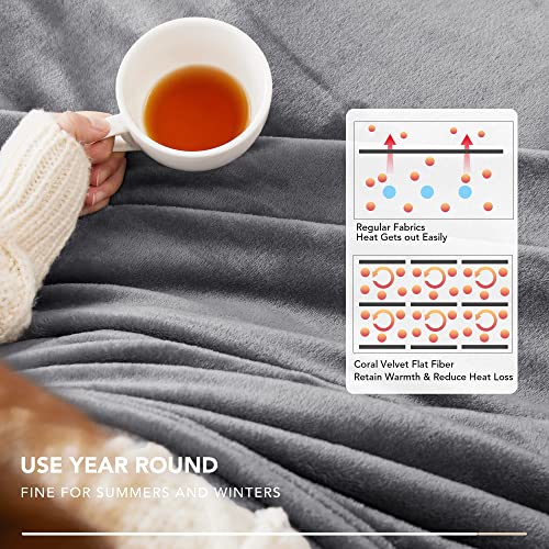 Deconovo Fleece Blanket Throw Blanket - Throw Blankets For Couch, Sofa, Bed, Soft Lightweight Plush Cozy Blankets And Throws For Toddlers, Kids, 50X60 Inches, Dark Grey #TOP2