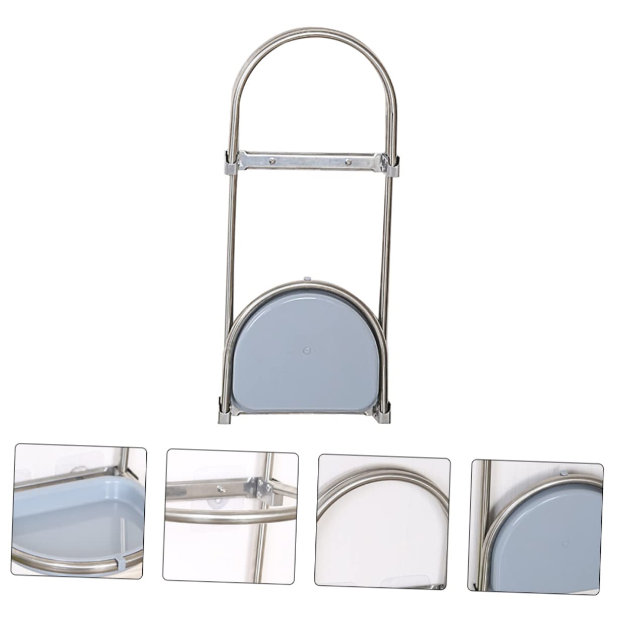 PartyKindom Portaombrelli Pieghevole in Acciaio Resistenti Da Parete Per Casa Argento Azzurro Supporto Portaombrelli Portaoggetti Per Interni Utilizzo Versatile