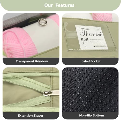 Image of Expandable Crochet Bag,Anti-Tangle Yarn Storage Organizer, Durable Knitting Project Bags for Crocheting Accessories, Portable Travel Yarn Bag for Knitters & Crocheters.ldeal Gift for Women (Green)
