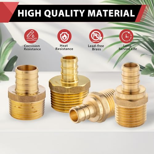 Conector Pex 1/2 de latón sin plomo EFIELD con rosca macho NPT para un flujo seguro 7