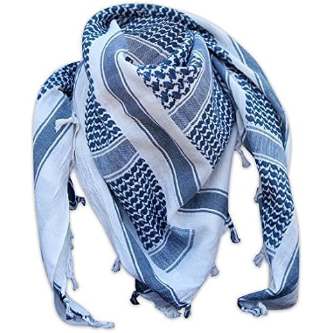 SHEMAGH SCARF ARMY ISSUE ARAB MILITARY FORCES SAS BIKER NECK WARMER (Navy and White, One Size) Cover