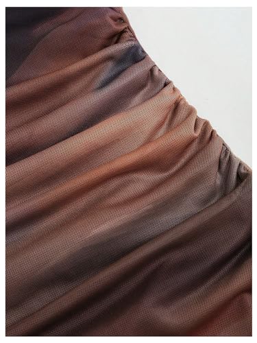 GORGLITTER Women's Mesh Ruched Spaghetti Strap Maxi Party Bodycon Dress3