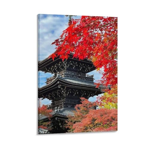 東京の仏塔寺院の桜と紅葉の風景ポスター (20) ホーム装飾 パネル 壁アート 現代壁掛け 絵画 版画 芸術作品 インテリア08x12inch(20x30cm)