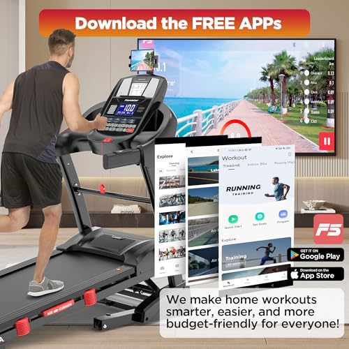 Image of 5.1HP Folding Treadmill for Home with 15% Auto Incline, 300 LB Capacity, Portable Foldable Treadmill, Free APP Control, Adjustable iPad Holder, 10MPH Speed, 71 Programs, Knee Strap Gift