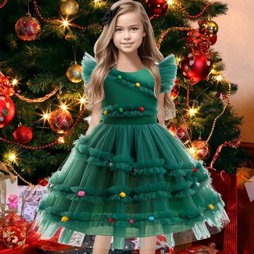 keaiyouhuo Girls Christmas Tree Dress Costume Kid Xmas Outfit with Accessories2