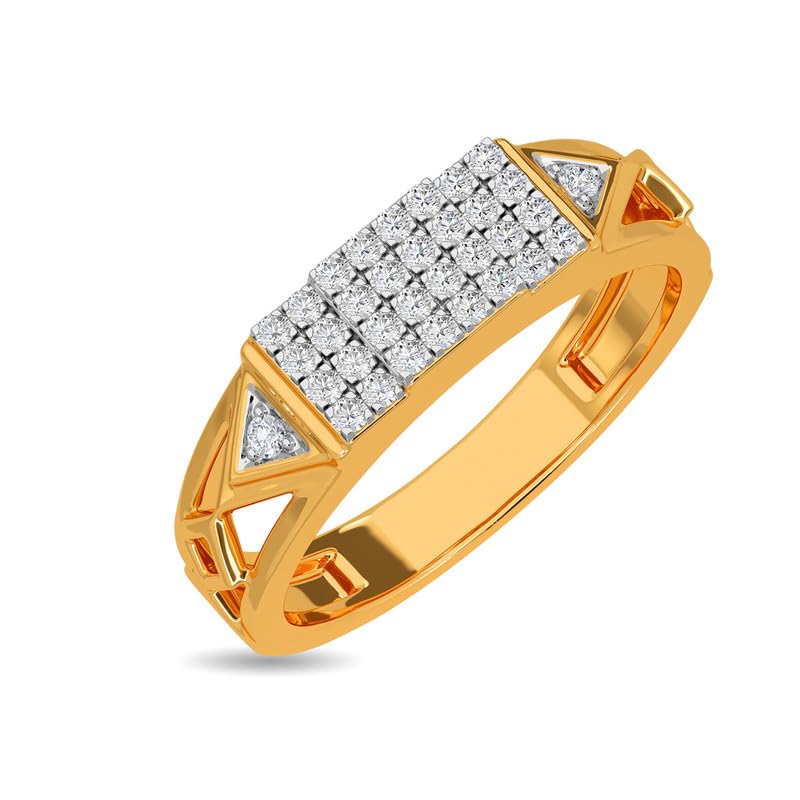 Image of KISNA 14k / 18k Real Gold & Diamond Ring | Diwali, Rakhi Rakshabandhan Gift for Brother, Husband | With Certificate of Authenticity & BIS-Hallmarked Gold Jewellery | Billy Ring For Him