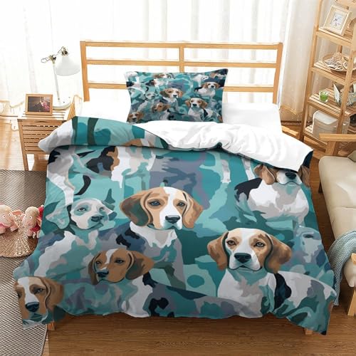 Funda nórdica de perro 3D microfibra juego de cama individual 135x200cm 3 piezas 3