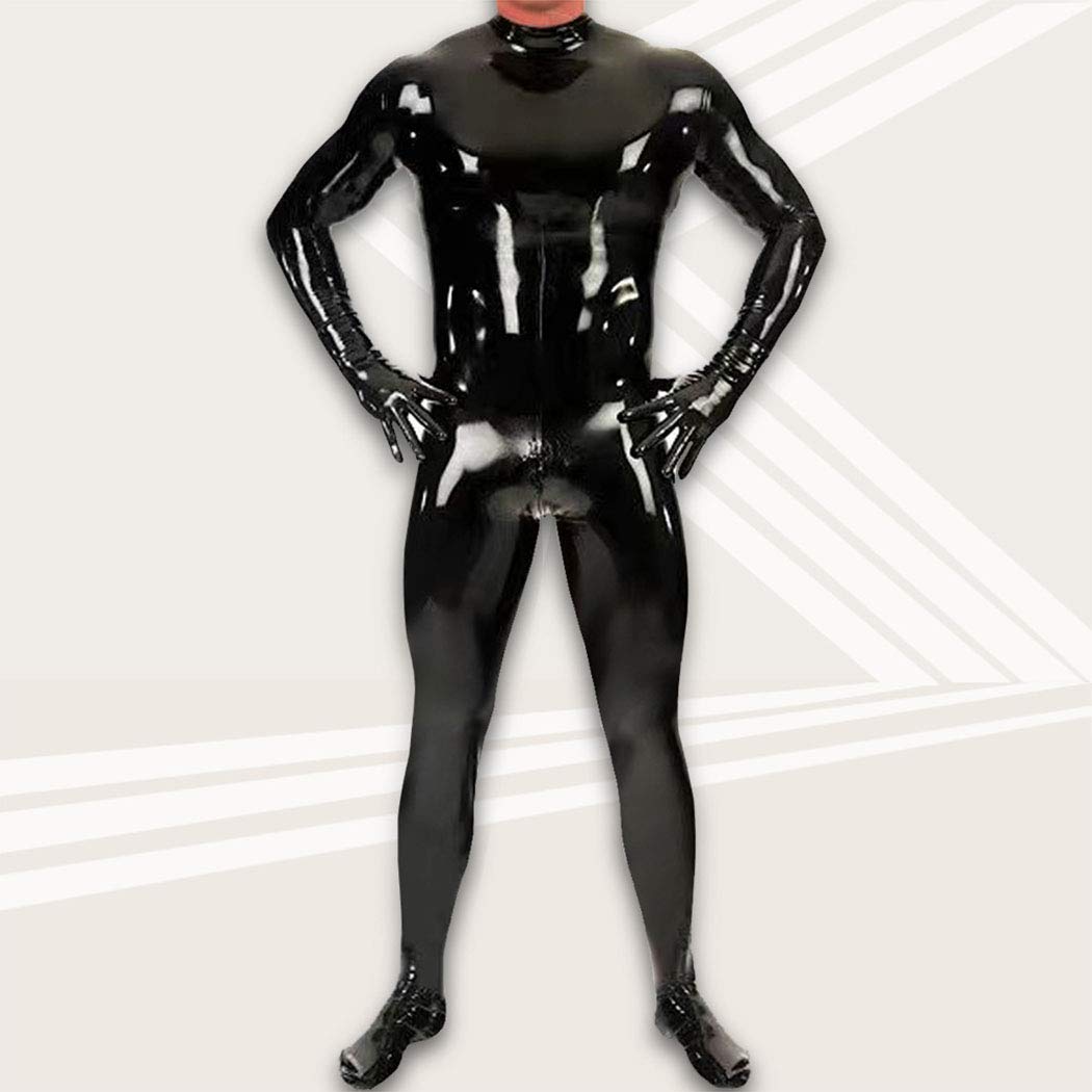 Hombres Black Mirror Body Sculpting Estereotipo Látex Todo Incluido Mono Apretado Night Club Bar DS Técnica Esculpiente, Negro, XXL, Negro , XXL