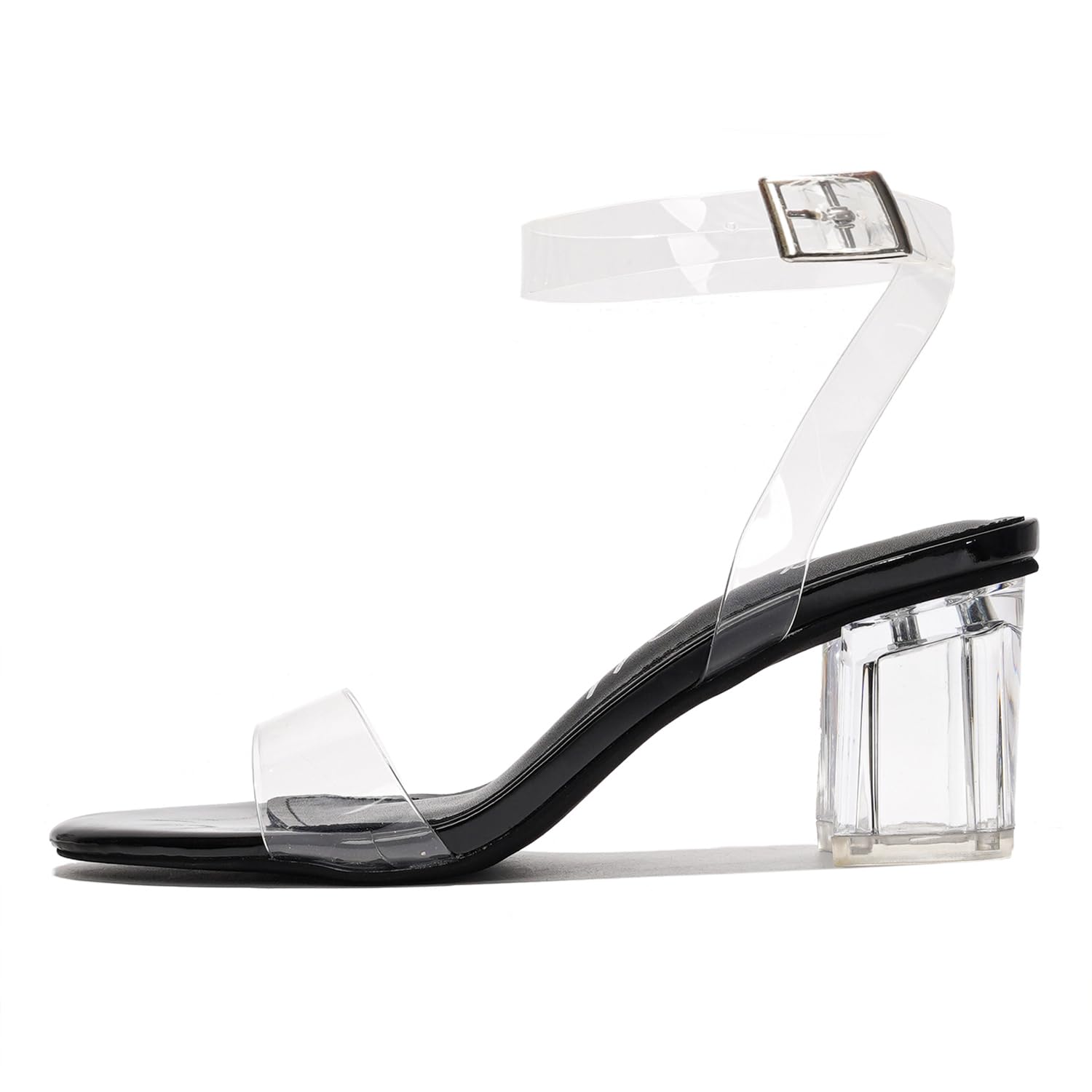 Cape Robbin Clear Chunky Heels for Women - Transparent Ankle Strap Shoes - Women's 2.5-inch Heeled Sandals