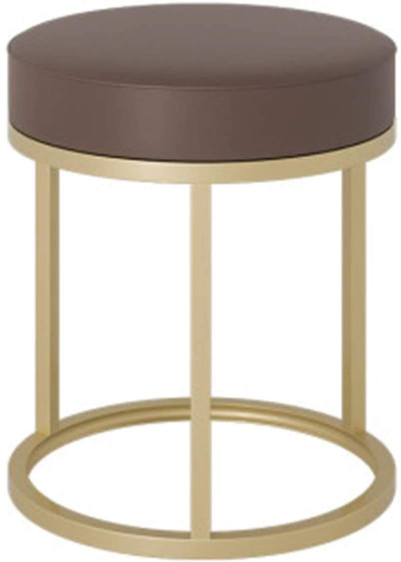 INDIAN DECOR. 45861 Makeup Stool Dressing Table Stool Household Makeup Stool Bedroom Modern Minimalist Fashion Small Round Stool Multiple Applications (Color : Brown, Size : 40x45cm)-image-9