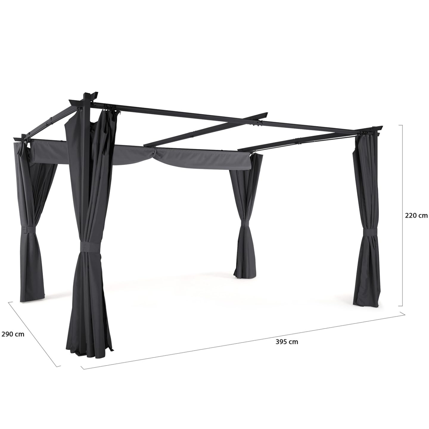 IDMarket - Pergola édition limitée Toit rétractable 3x4 M et 4 Rideaux Gris Anthracite