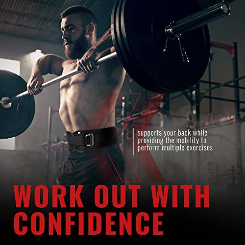 Fire Team Fit Weight Lifting Belt For Men And Women, 6 Inch, Bodybuilding & Fitness Back Support For Cross Training Workout, Squats, Lunges (Medium, Red Line) #TOP6